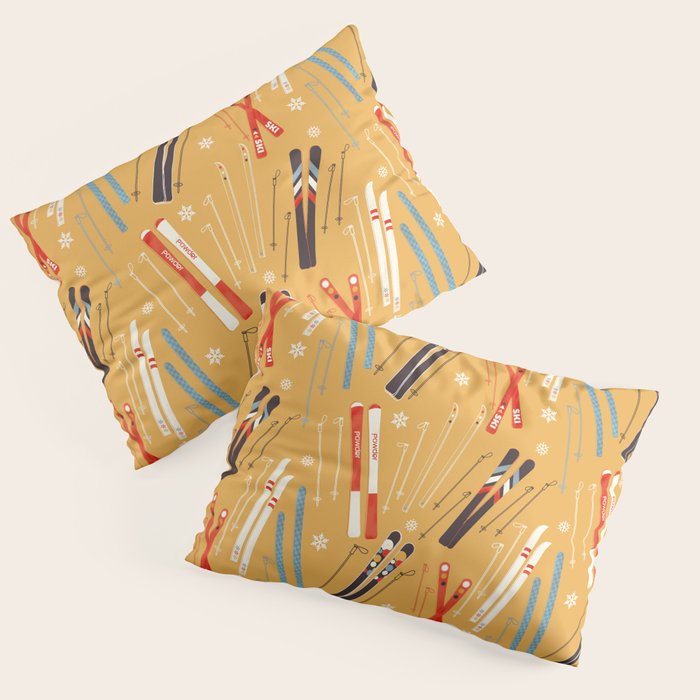 Bright Retro Ski Pattern Pillow Sham Gallery Image 3