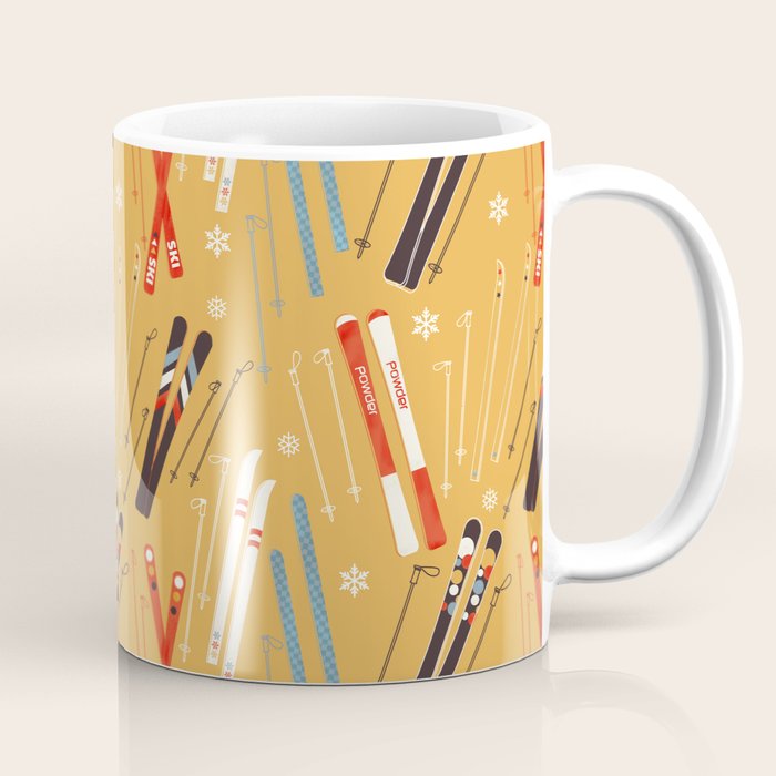 Bright Retro Ski Pattern Coffee Mug Gallery Image 1