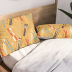 Bright Retro Ski Pattern Pillow Sham Gallery Image 2