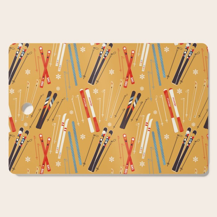 Bright Retro Ski Pattern Cutting Board Gallery Image 1