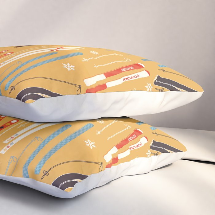 Bright Retro Ski Pattern Pillow Sham Gallery Image 3