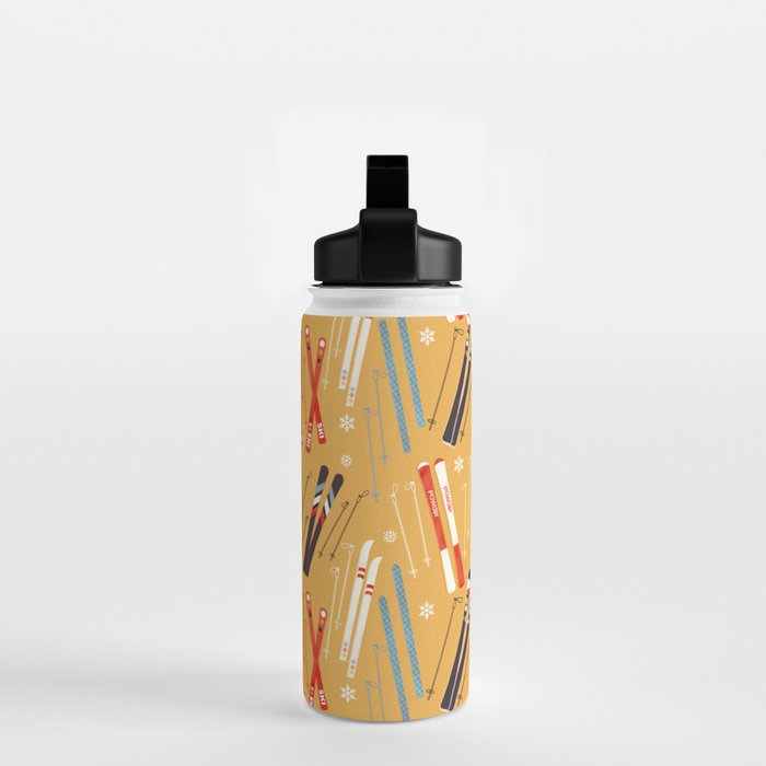 Bright Retro Ski Pattern Water Bottle Gallery Image 2