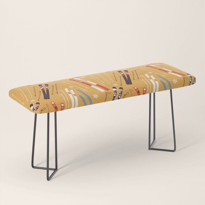 Bright Retro Ski Pattern Bench Gallery Image 1