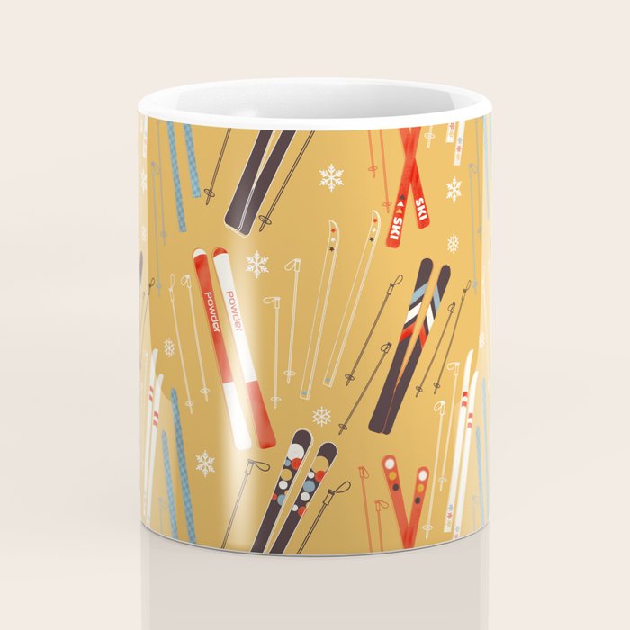 Bright Retro Ski Pattern Coffee Mug Gallery Image 4