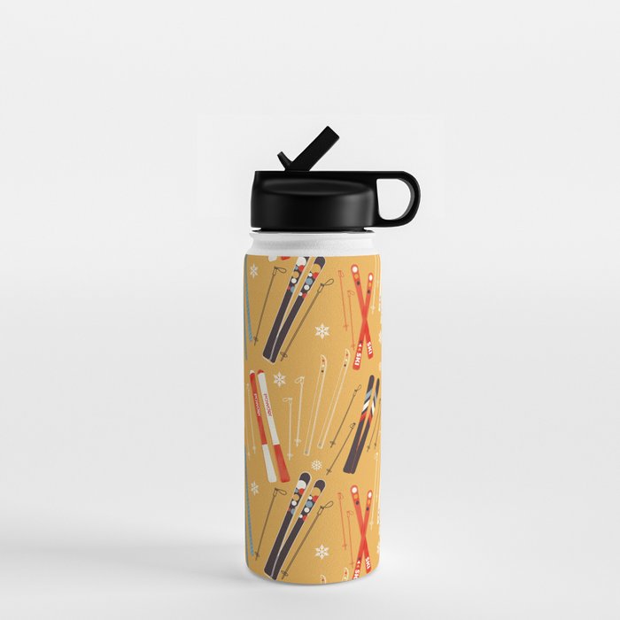 Bright Retro Ski Pattern Water Bottle Gallery Image 1