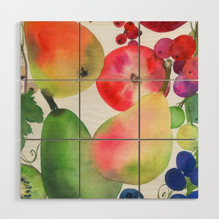 rainbow fruits Wood Wall Art Gallery Image 1