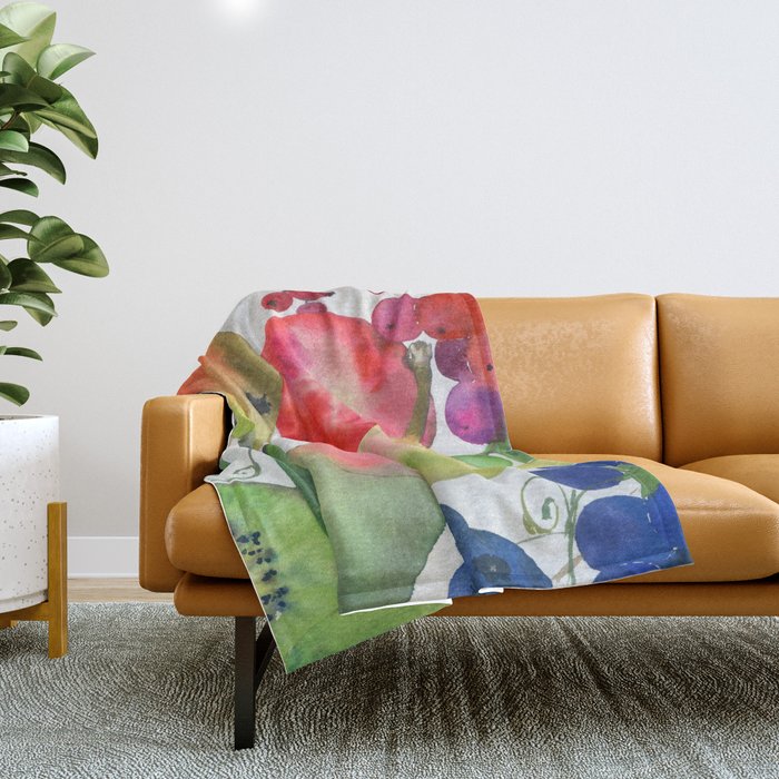rainbow fruits Throw Blanket Gallery Image 1