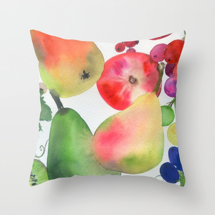 rainbow fruits Throw Pillow Gallery Image 1