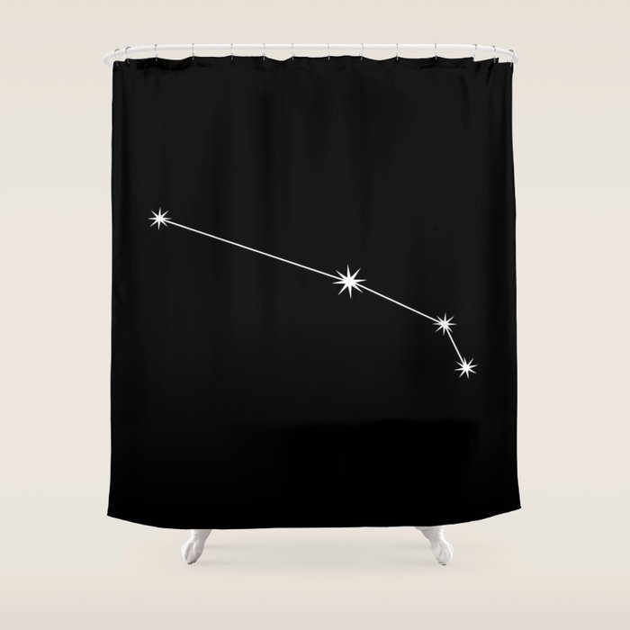 Aries Zodiac Star Constellation Line Art Black Shower Curtain Gallery Image 1