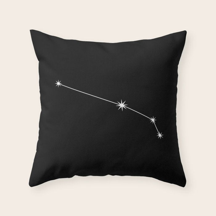 Aries Zodiac Star Constellation Line Art Black Throw Pillow Gallery Image 1