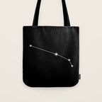 Aries Zodiac Star Constellation Line Art Black Tote Bag Gallery Image 1