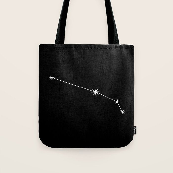 Aries Zodiac Star Constellation Line Art Black Tote Bag Gallery Image 1