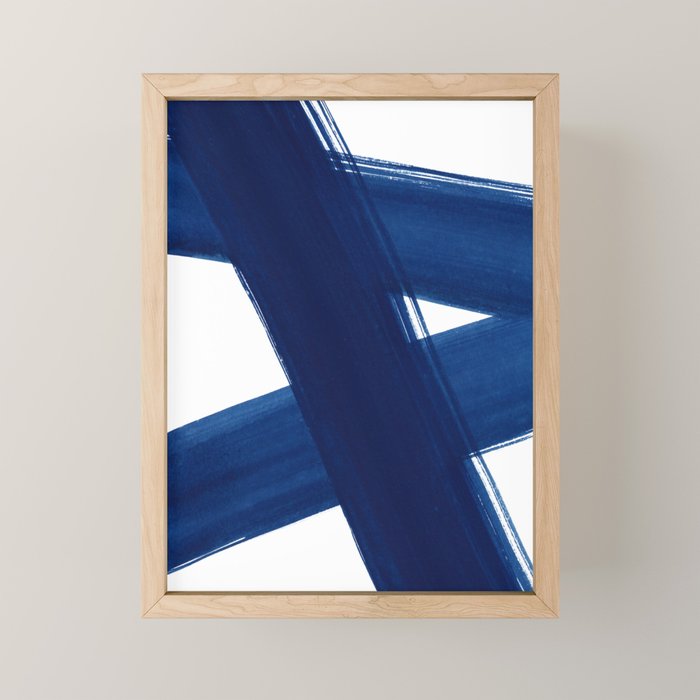 Indigo Abstract Brush Strokes | No. 4 Mini Art Print Gallery Image 1