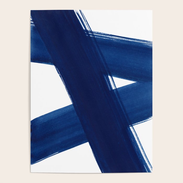 Indigo Abstract Brush Strokes | No. 4 Poster Gallery Image 1