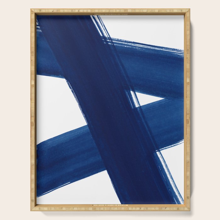 Indigo Abstract Brush Strokes | No. 4 Serving Tray Gallery Image 1