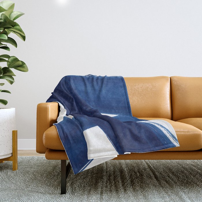 Indigo Abstract Brush Strokes | No. 4 Throw Blanket Gallery Image 1