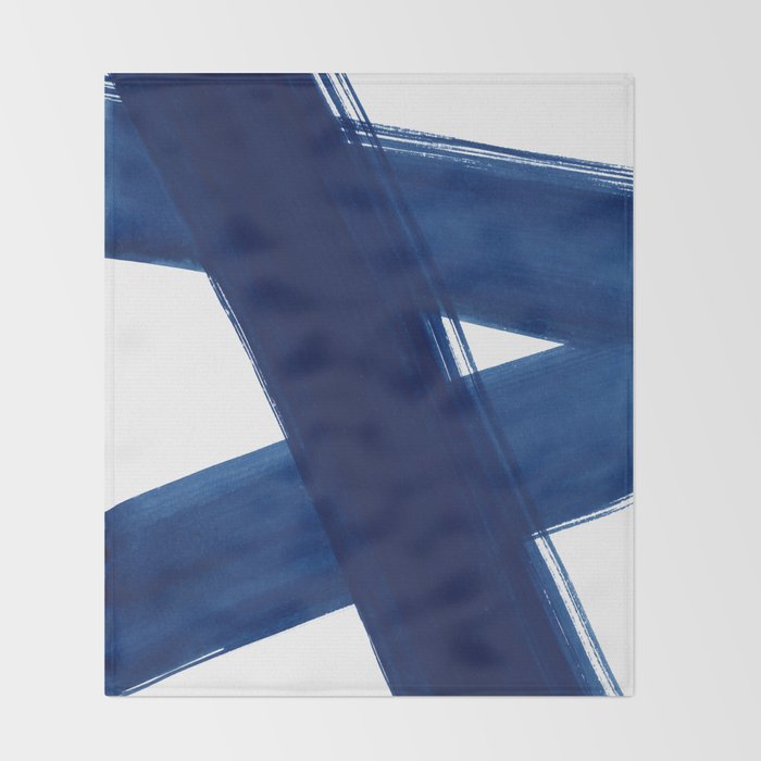 Indigo Abstract Brush Strokes | No. 4 Throw Blanket Gallery Image 2