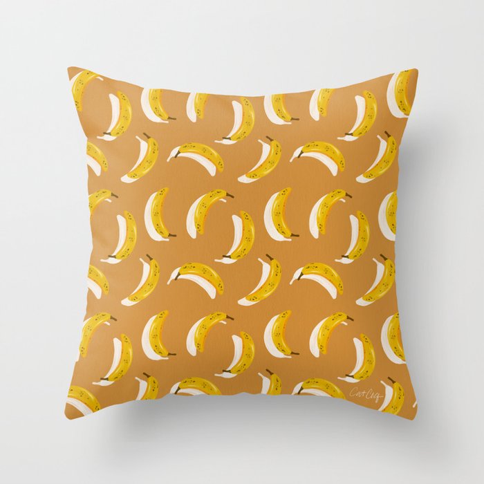 Banana Pattern - Ochre Throw Pillow Gallery Image 1