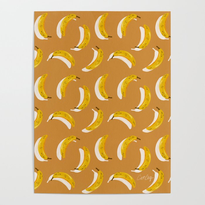 Banana Pattern - Ochre Poster Gallery Image 1