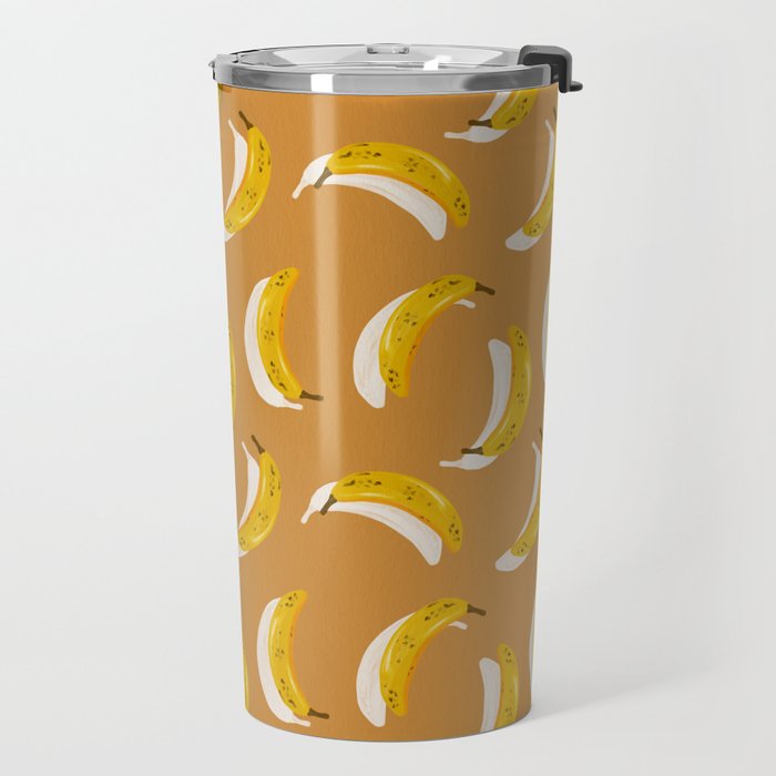Banana Pattern - Ochre Travel Mug Gallery Image 2