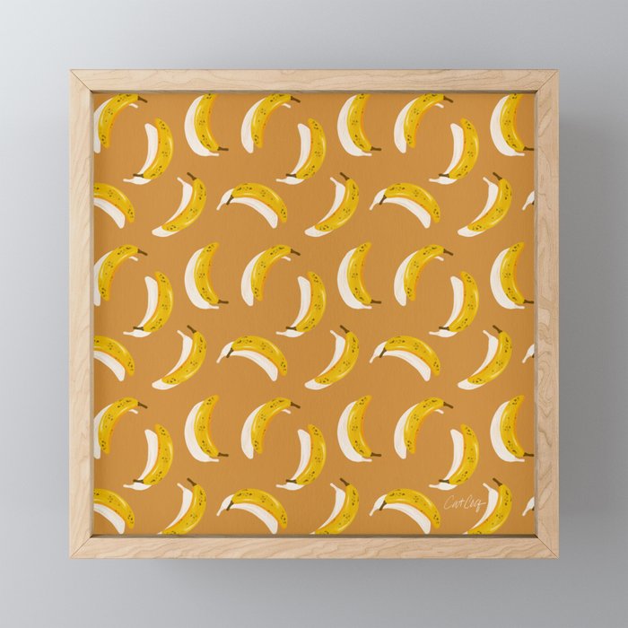 Banana Pattern - Ochre Mini Art Print Gallery Image 1