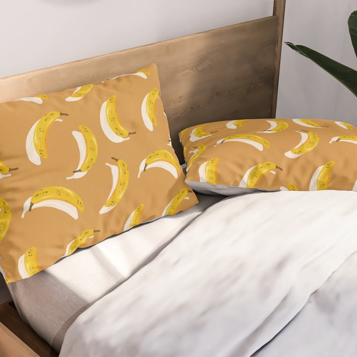 Banana Pattern - Ochre Pillow Sham Gallery Image 2