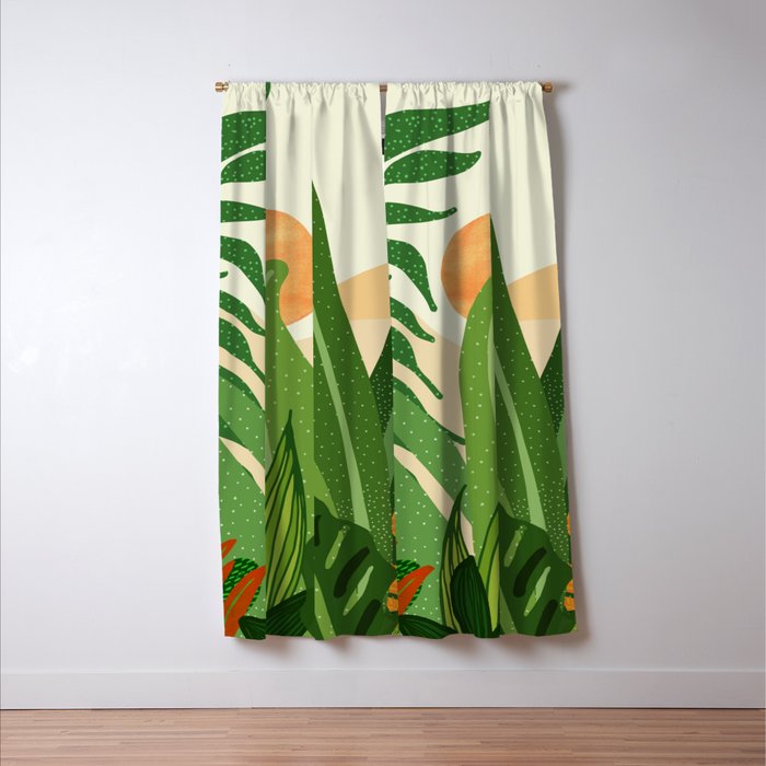 Summer In the Tropics Sunset Scene Window Curtain Gallery Image 3