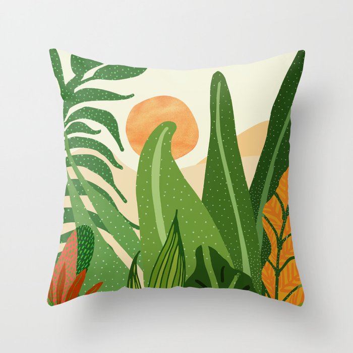 Summer In the Tropics Sunset Scene Throw Pillow Gallery Image 1