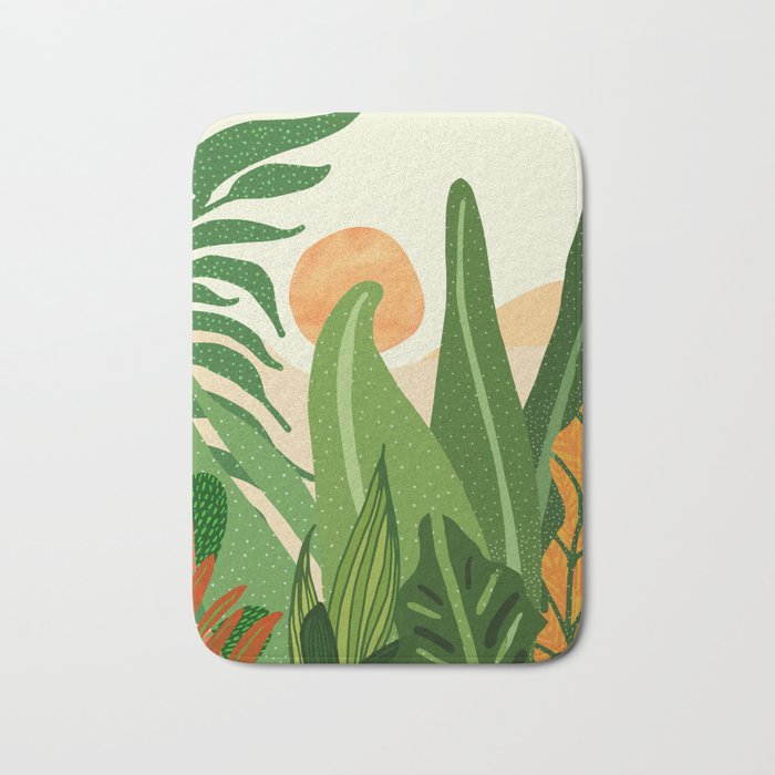 Summer In the Tropics Sunset Scene Bath Mat Gallery Image 1