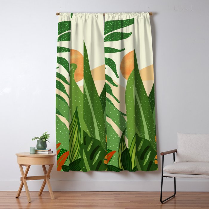 Summer In the Tropics Sunset Scene Window Curtain Gallery Image 5