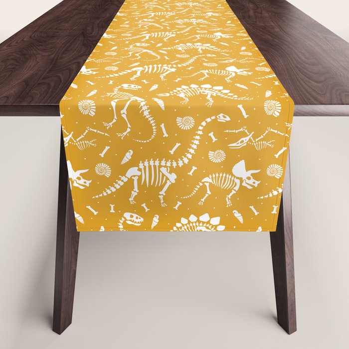 Dinosaur Fossils on Mustard Yellow Table Runner Gallery Image 1