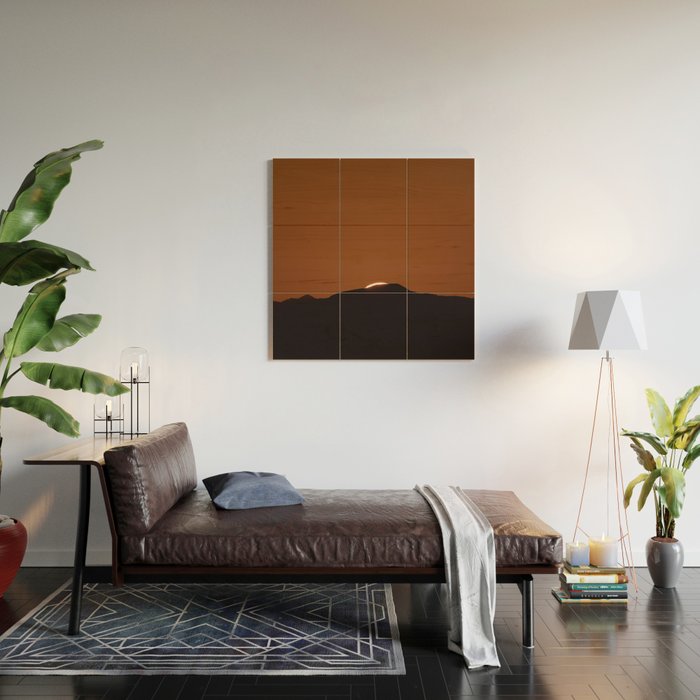 Orange Red Dusk Wood Wall Art Gallery Image 2