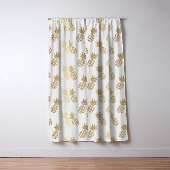 Gold Pineapple Pattern Window Curtain Gallery Image 3