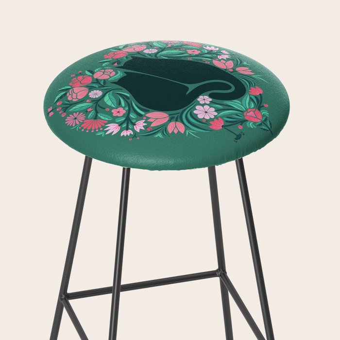 I Heart Cats and Flowers (in Green) Stool Gallery Image 2