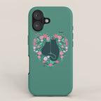I Heart Cats and Flowers (in Green) iPhone Case Gallery Image 1