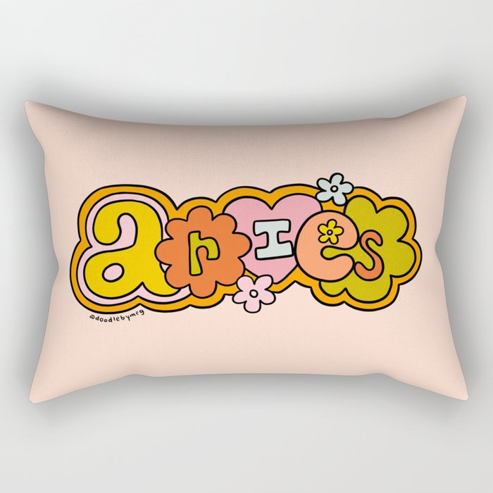 Aries Doodle Letters Rectangular Pillow Gallery Image 1
