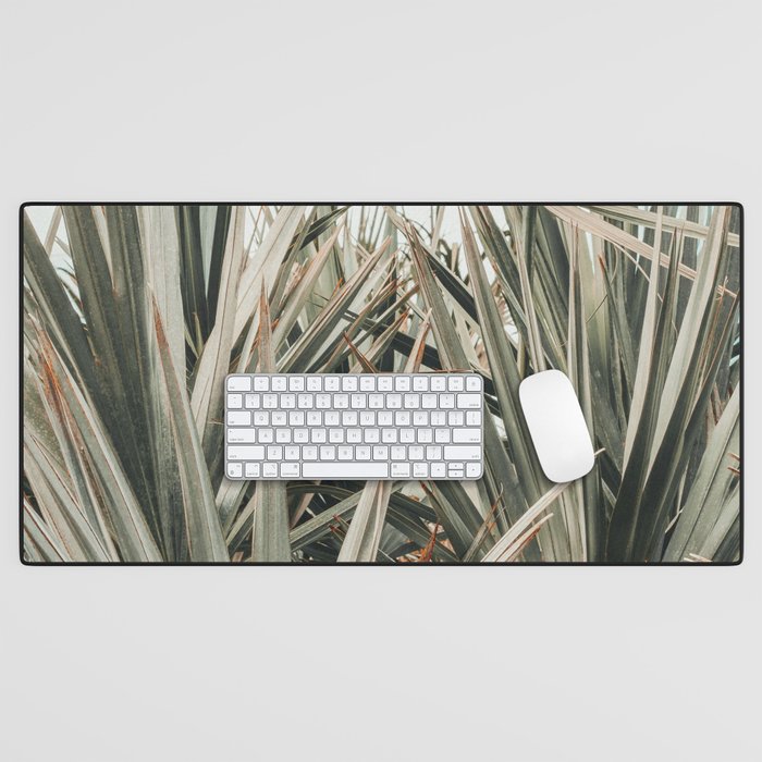 Coastal Morning  palmetto botanical leaf photograph Desk Mat Gallery Image 1