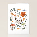 Whimsical Autumn Butterfly with Mushrooms and Leaves Stationery Card Gallery Image 2