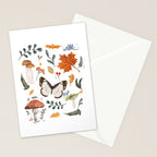 Whimsical Autumn Butterfly with Mushrooms and Leaves Stationery Card Gallery Image 2