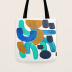 Minimalist Abstract Mid Century Modern Colorful Shapes Marine Green Teal Blue Yellow Pattern Tote Bag Gallery Image 1