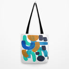 Minimalist Abstract Mid Century Modern Colorful Shapes Marine Green Teal Blue Yellow Pattern Tote Bag Gallery Image 2