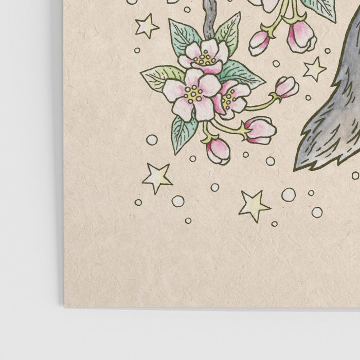 Wolf & Wild Apple Blossoms | Botanical Animal Art Poster Gallery Image 3