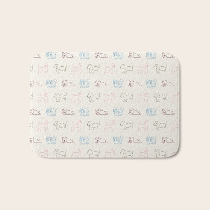 4 Pup Pals Doodle Bath Mat Gallery Image 1