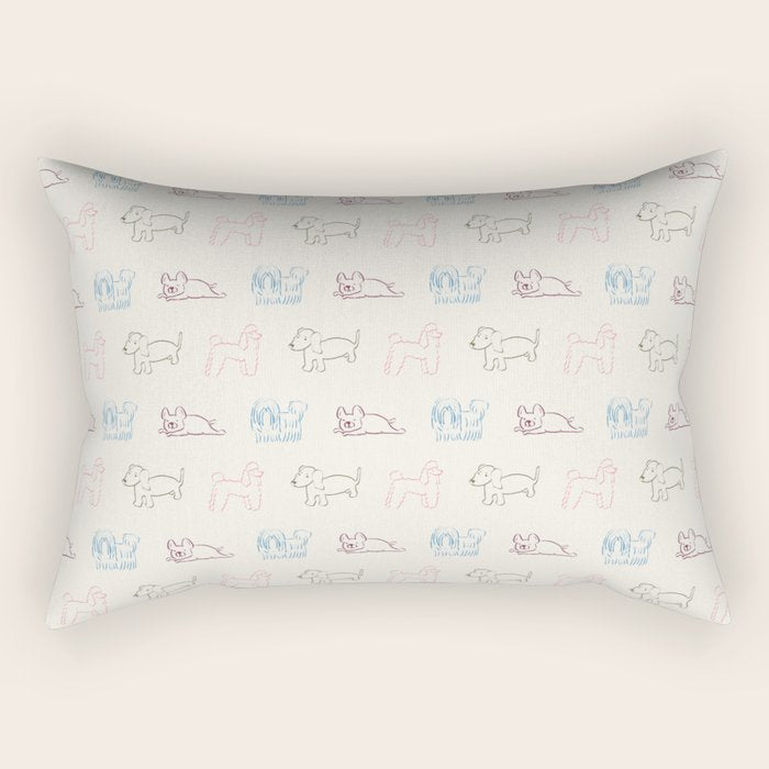 4 Pup Pals Doodle Rectangular Pillow Gallery Image 2