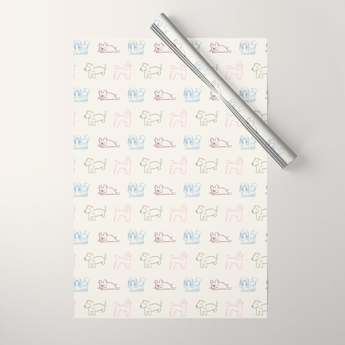 4 Pup Pals Doodle Wrapping Paper Gallery Image 1