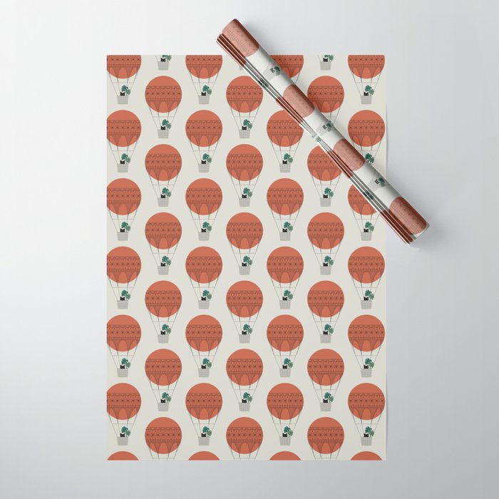 Cat Landscape 138: Hot Sun Balloon Wrapping Paper Gallery Image 1