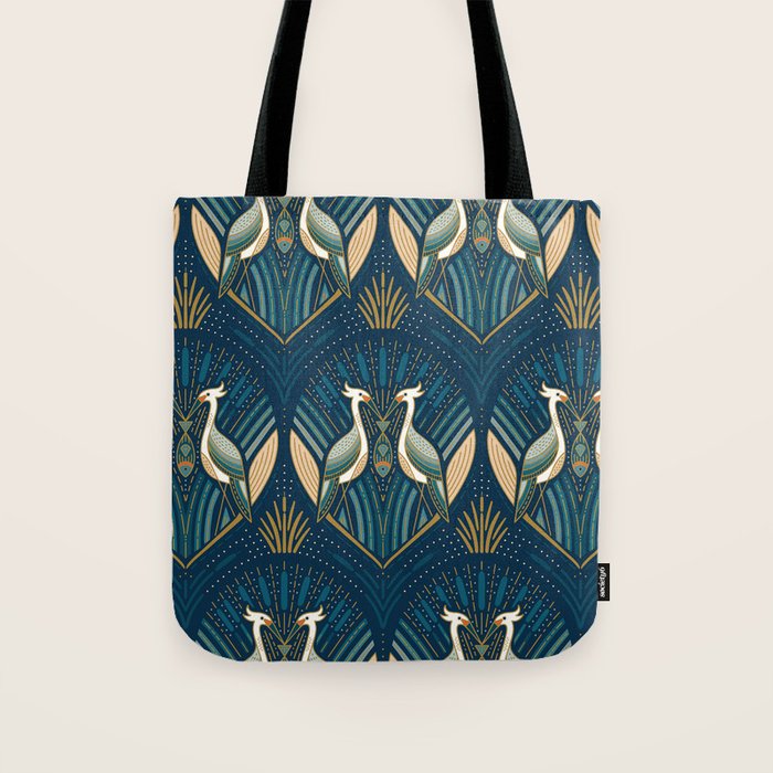 Art Deco Herons - Blue Tote Bag Gallery Image 1