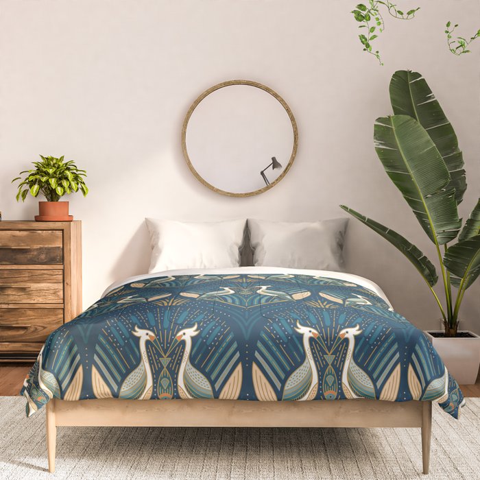 Art Deco Herons - Blue Comforter Gallery Image 3