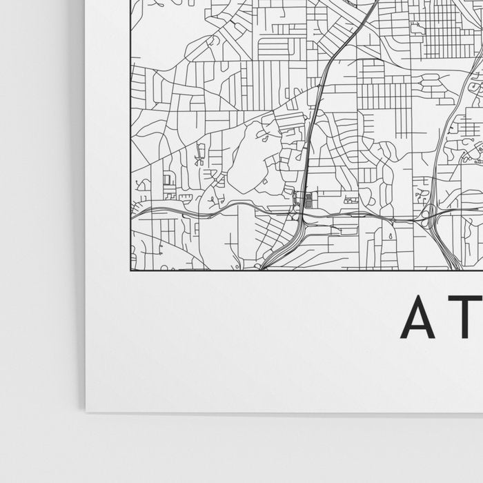 Atlanta White Map Poster Gallery Image 3