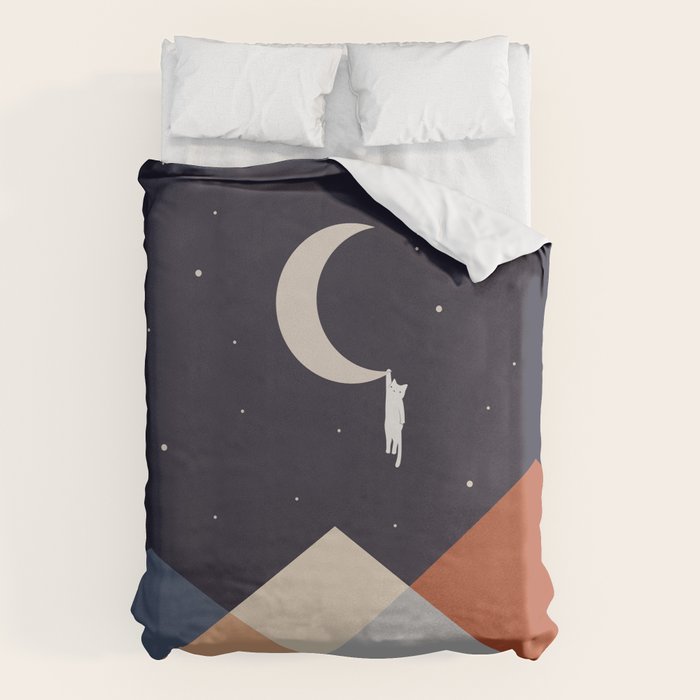 Cat Landscape 176 Hang on the Moon Duvet Cover Gallery Image 1